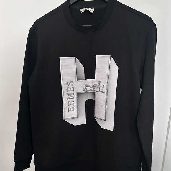 Hermes Mens Black French Terry Pullover - Picture 1 of 5